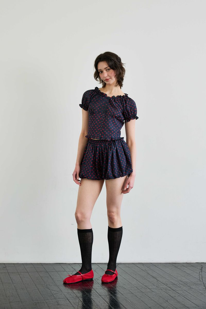 MINI HEART TWO WAY BLOUSE / NAVY