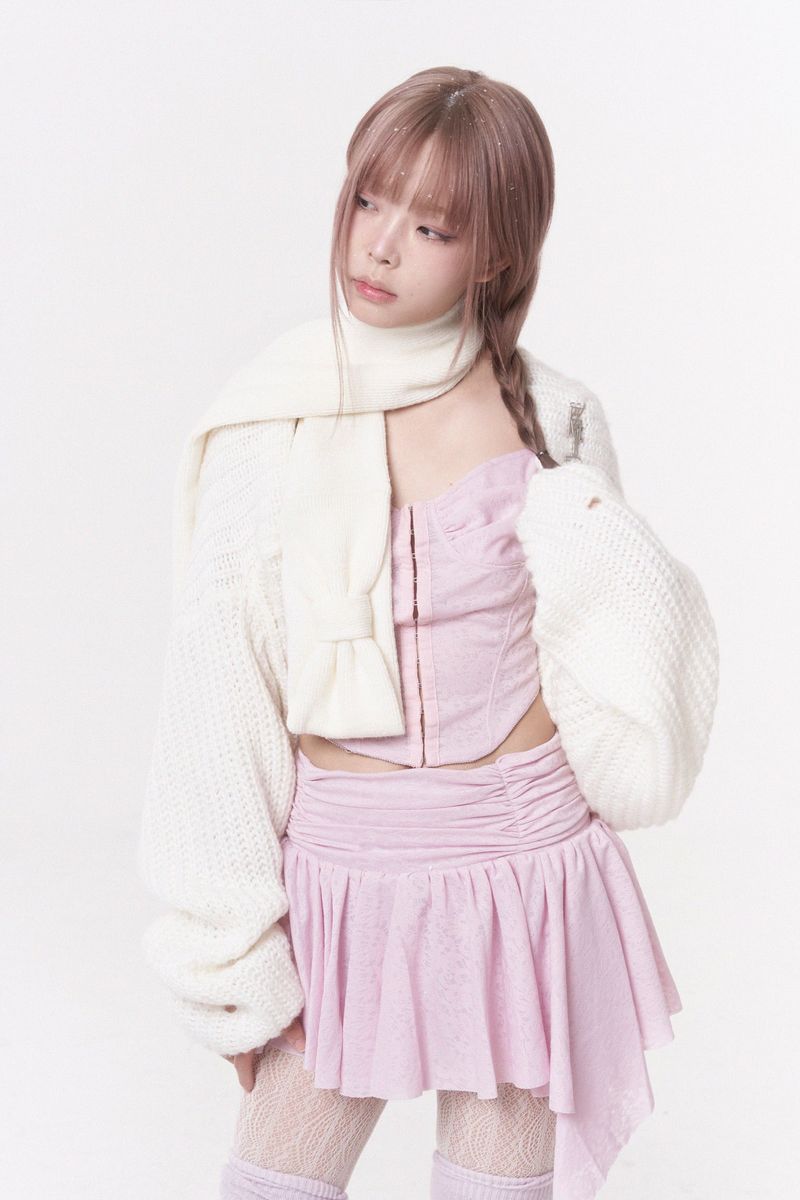 Mini ribbon muffler_ivory