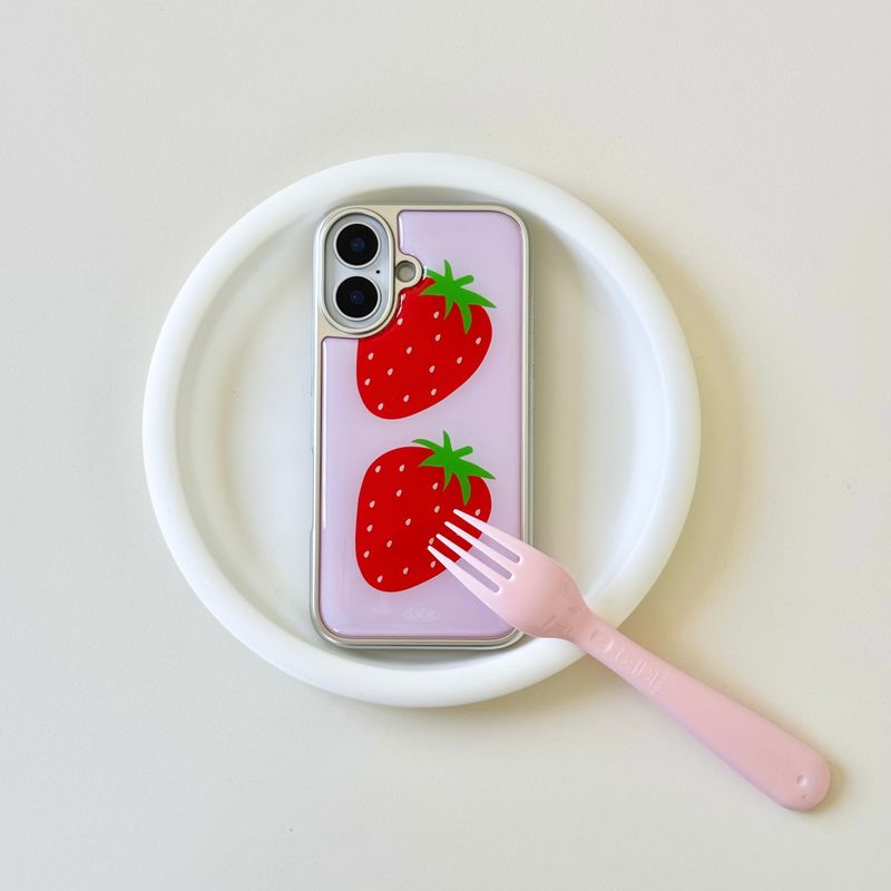 SUMMER STRAWBERRY Silver Epoxy Case