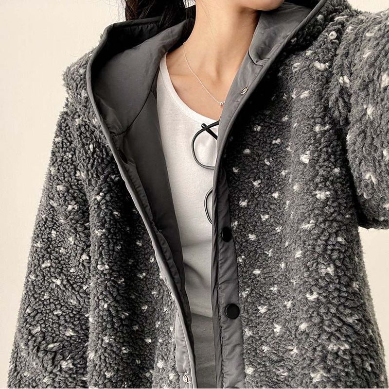 [Double-sided/Reversible*] PN Heart Pattern Fleece Hooded Jumper