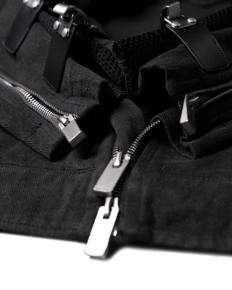 MULTI BUCKLE WASHED DENIM JACKET