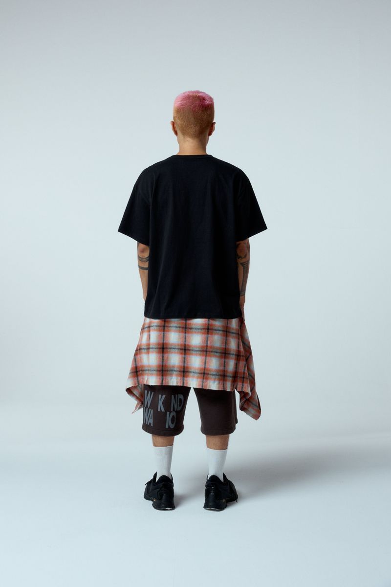 EEERRR Distorted logo over-crop fit T-shirt (Black)
