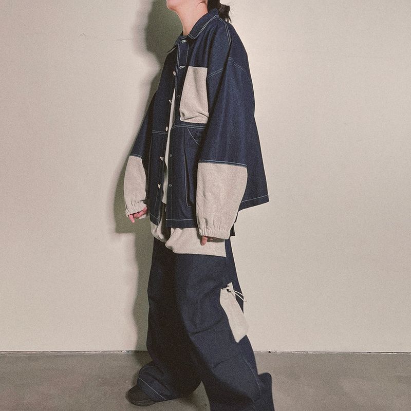 reverse Terry Pocket Denim Jacket_blue