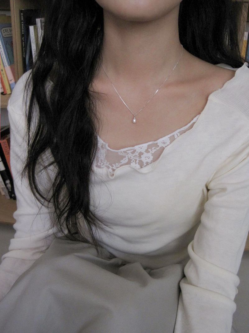 [925 Silver] シルエットパールネックレス