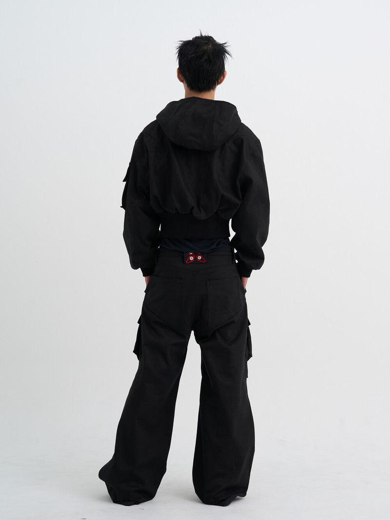 Ghost In The Shell Logo Denim Cargo Pants (Black)