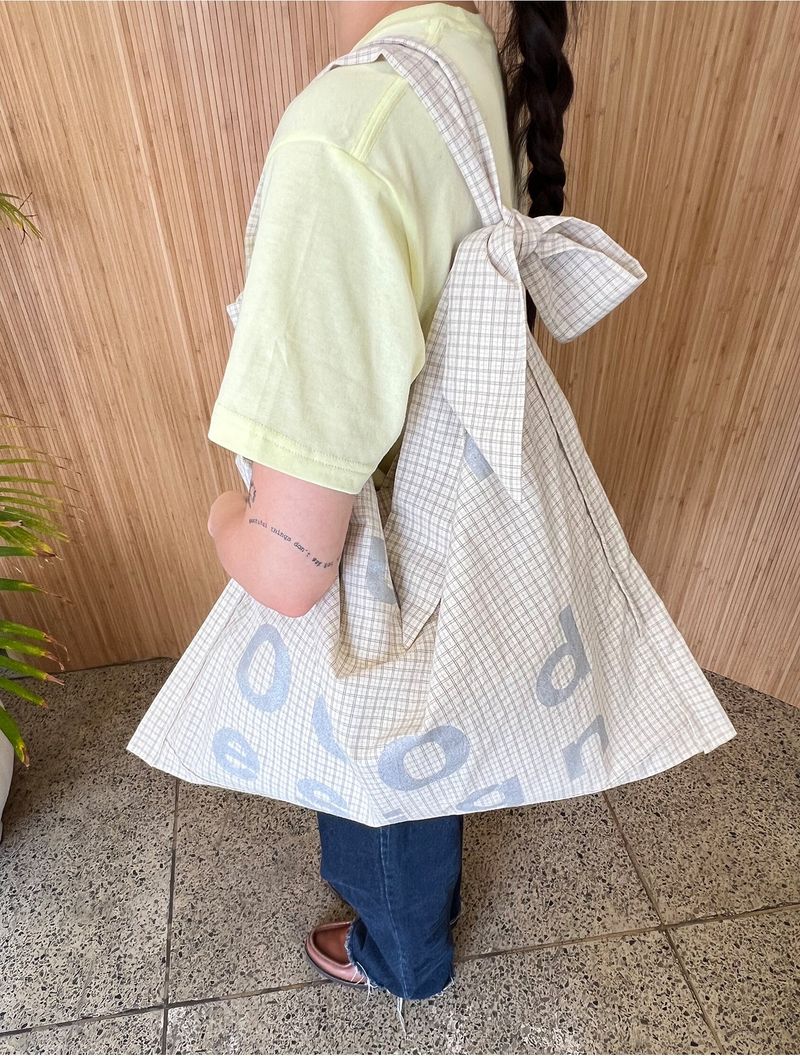 000Design Check Tie Bag / C Ivory