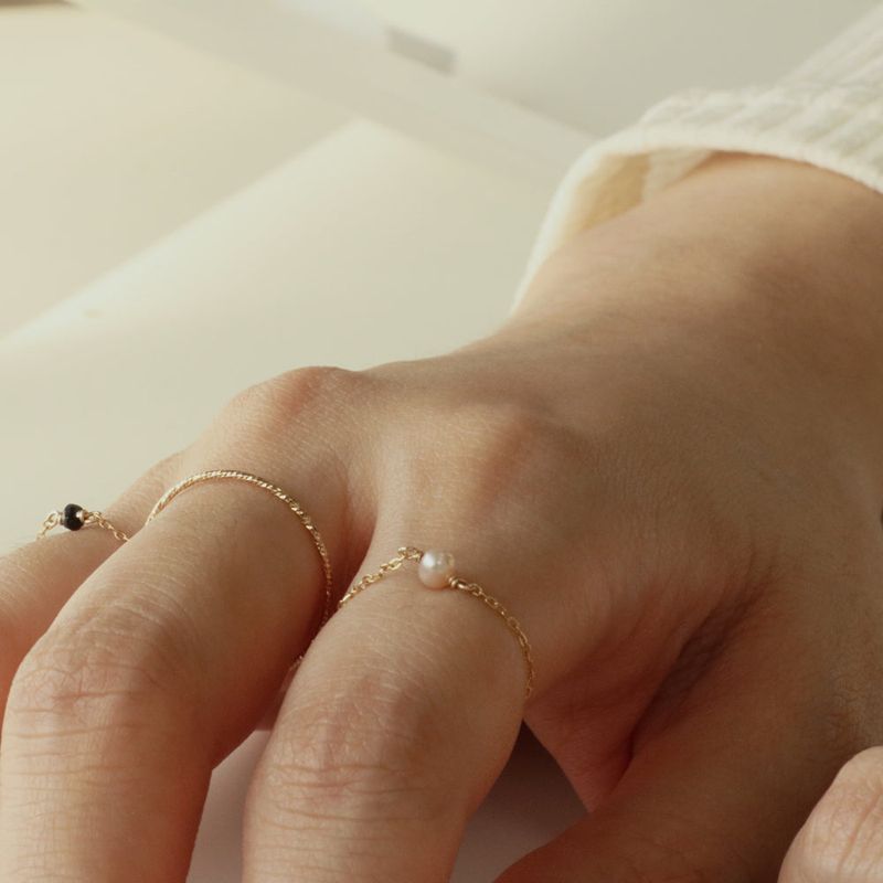Less is more(レスイズモア)の「PEARL 14K GOLD FILLED CHAIN RING(Accessories)」