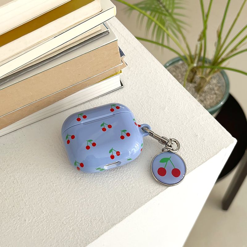 cherry glossy airpods case(conflower blue)