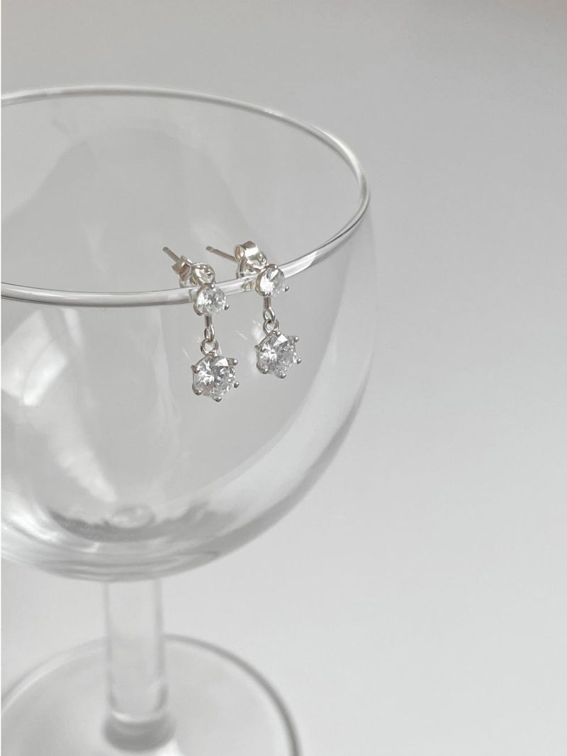 [silver 925] mini cubic earrings and necklace set