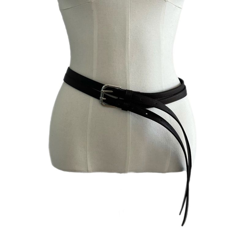Dual Frame Double Line Leather Belt