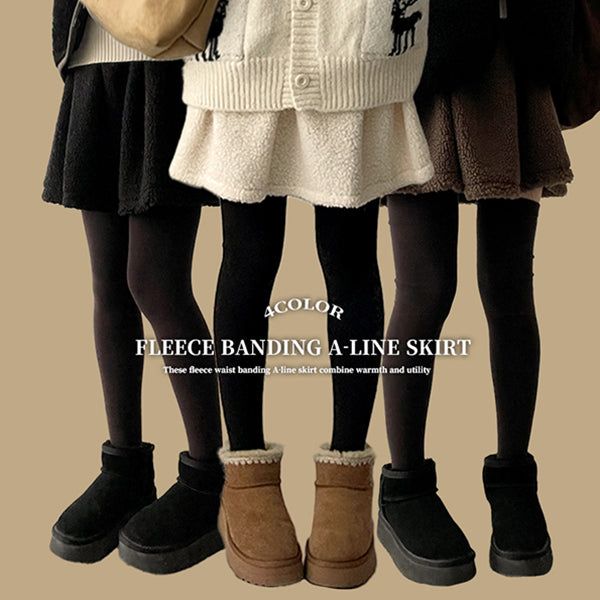 Newing Fleece Flared Miniskirt