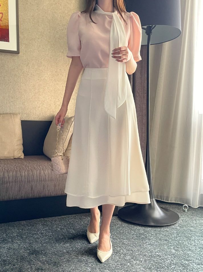 Denain Chiffon Double Layered Long Skirt