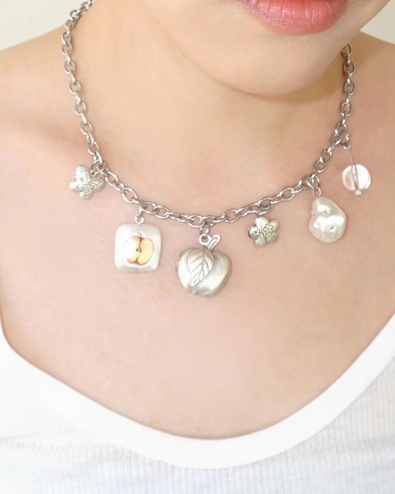 APPLE LOCKET CHARM NECKLACE