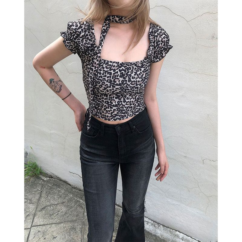 Saka Leopard T Set [scarf set]