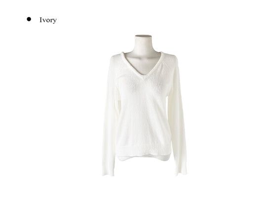 Trin Linen V-neck Raglan Loose Knit