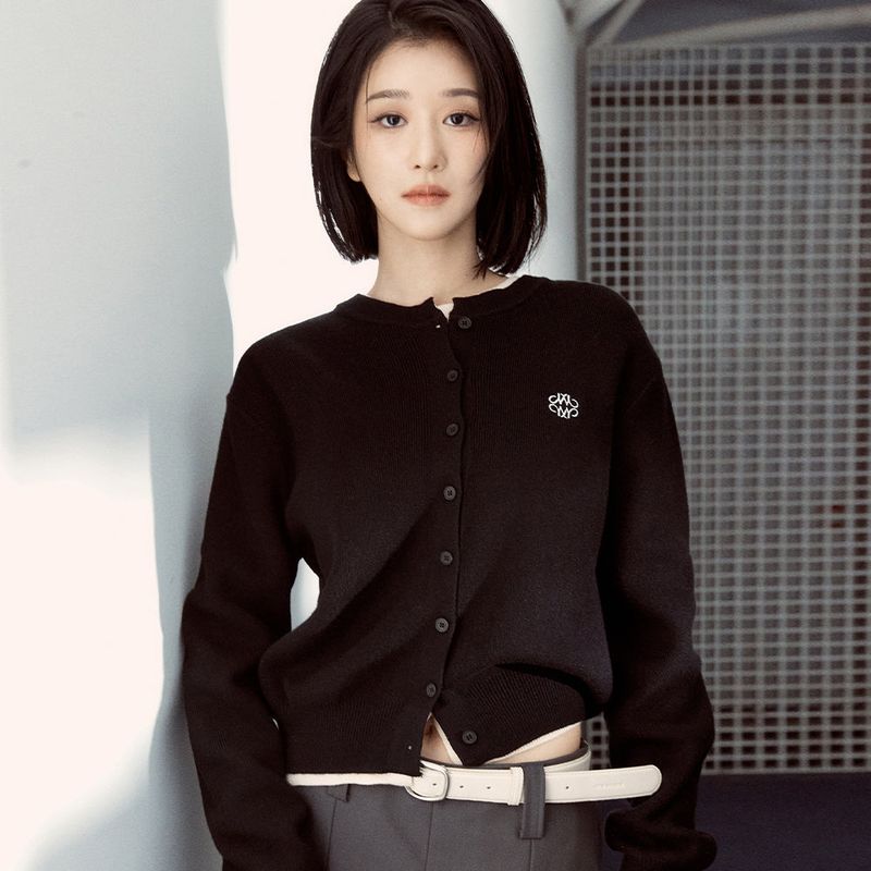 CLASSIC ROUND KNIT CARDIGAN_BLACK WHITE