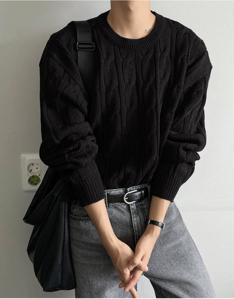 cable cosyharu semi-over knit