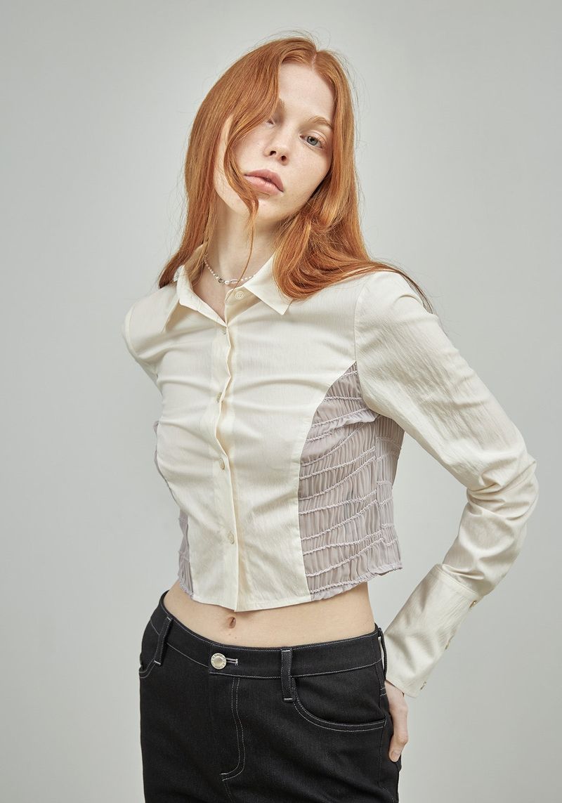 reheat(リヒッ)の「WAVY CROPPED SHIRT(Tops)」