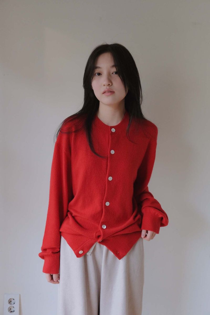 Cash Blend Knit Cardigan (Red)