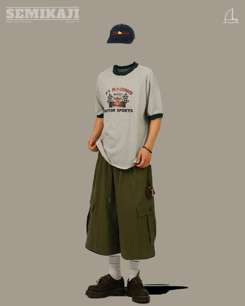 AD Cargo Back Printing Bermuda Banding Pants