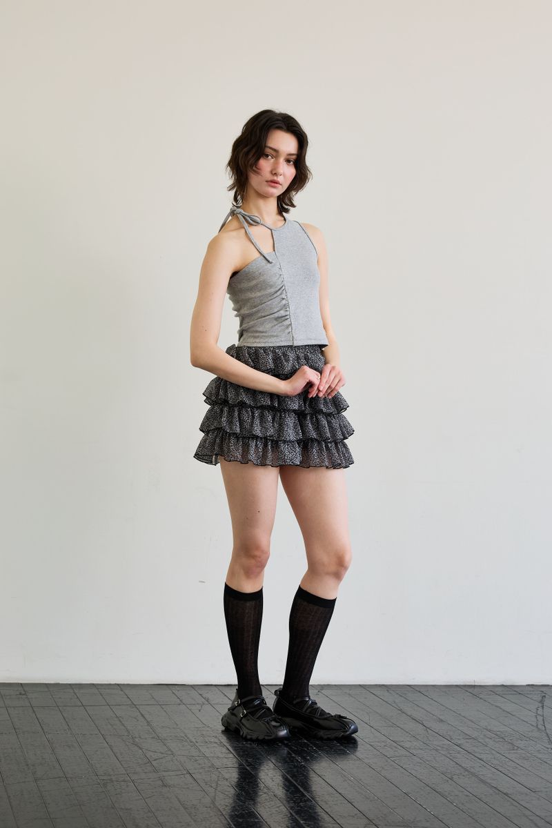BEBE UNBALANCE SLEEVELESS TOP / GRAY