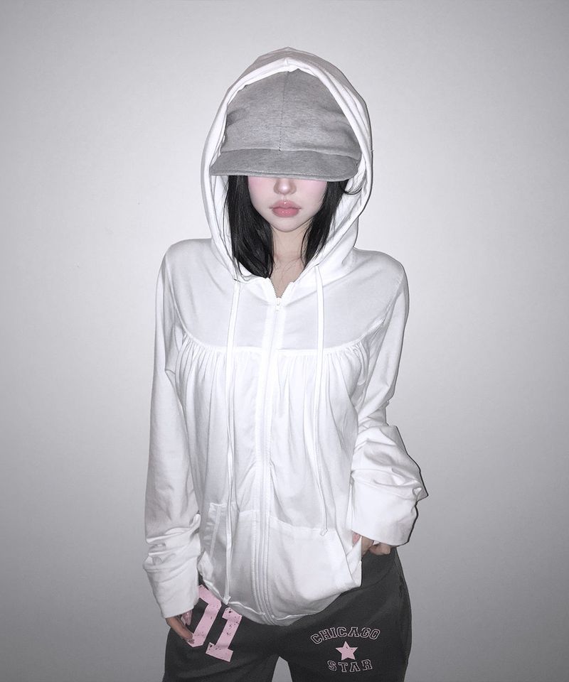 meego(ミーゴ)の「hug puff hood zip-up (3colors)(Tops)」