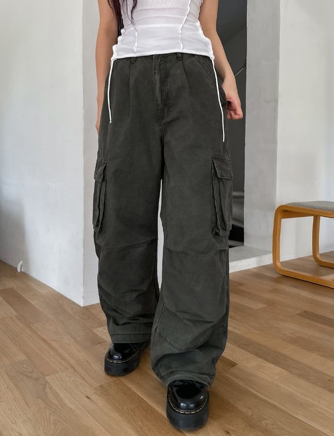 Theo Washed Double Pocket Cargo Pants