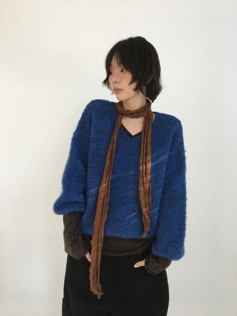 Bonbon Boucle V-neck Knit (5color)