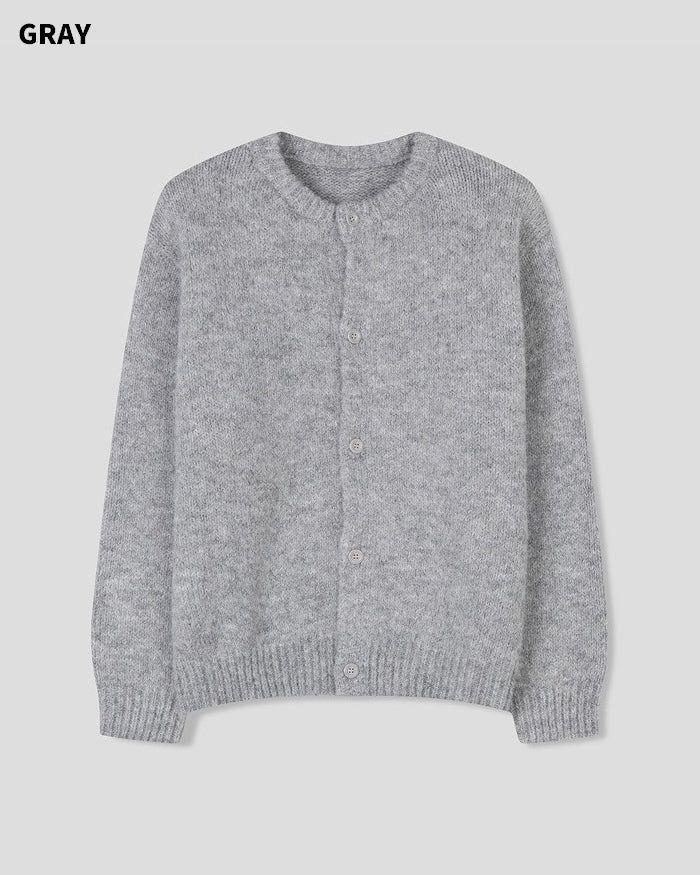 (UNISEX) Wool-mix Heavy Brush Knit Cardigan