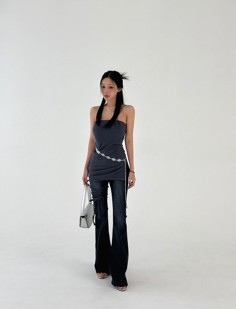 blue dark blue bootcut jeans