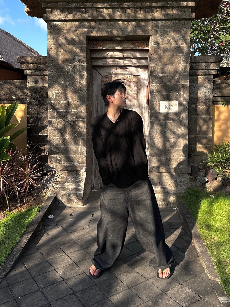 simple line henry neck long-sleeve 3C