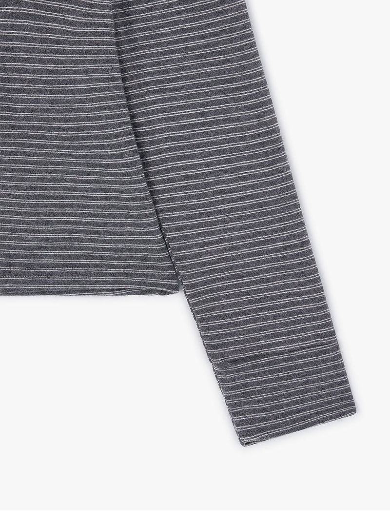 STRIPE TURTLE NECK LONG SLEEVE (GREY)