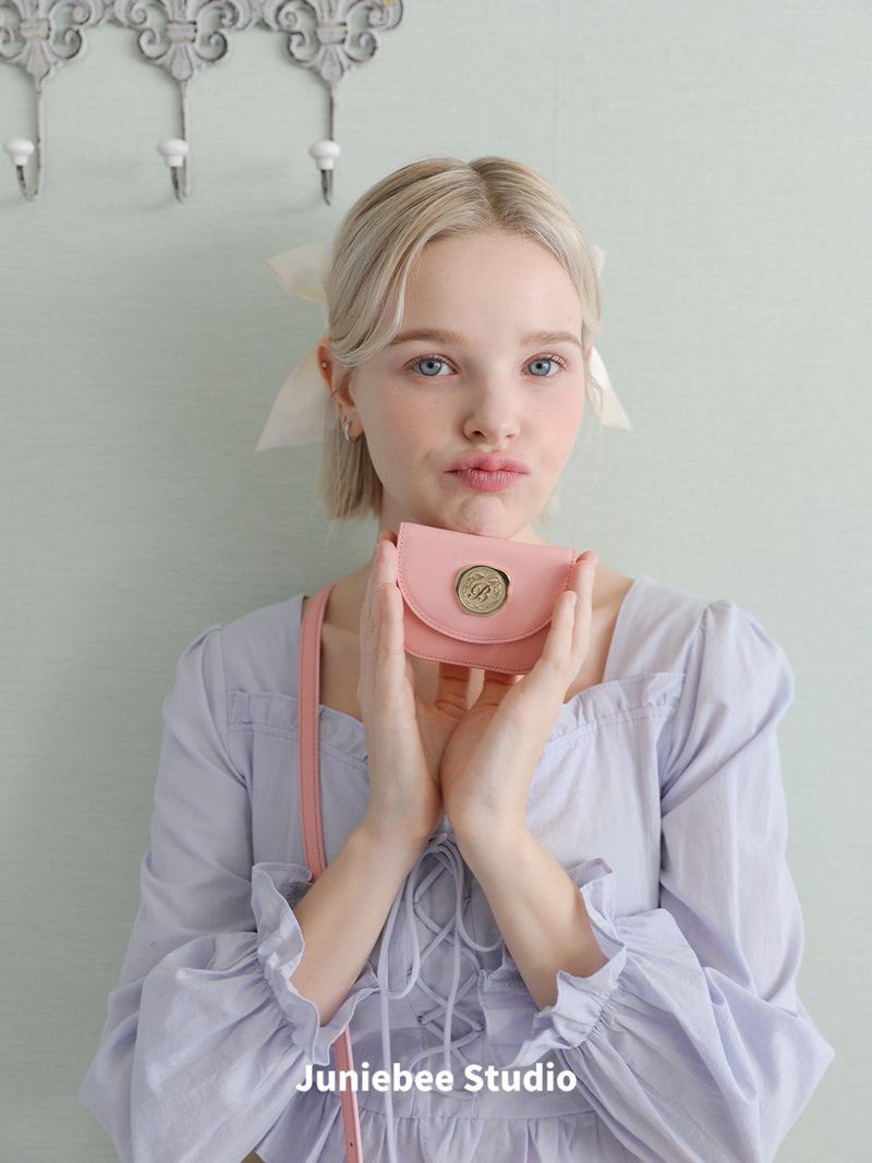 Golden Envelope Cow Leather Wallet ( Pink )