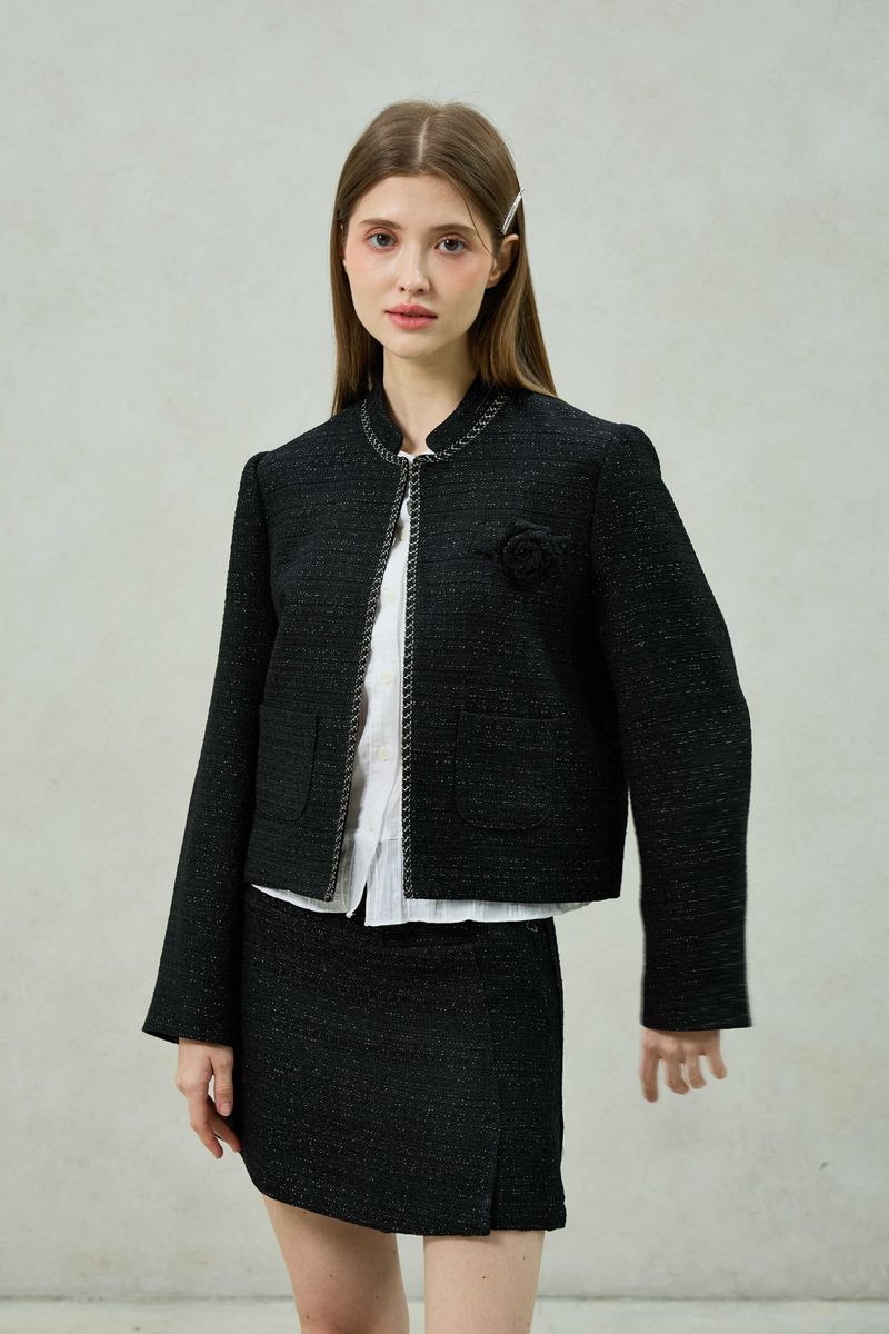 AGLOW TWEED JACKET / BLACK