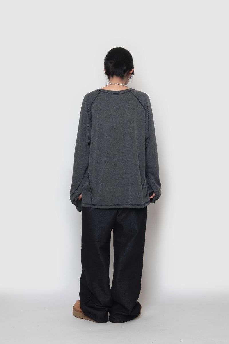 Ribbed Line Long Sleeve T