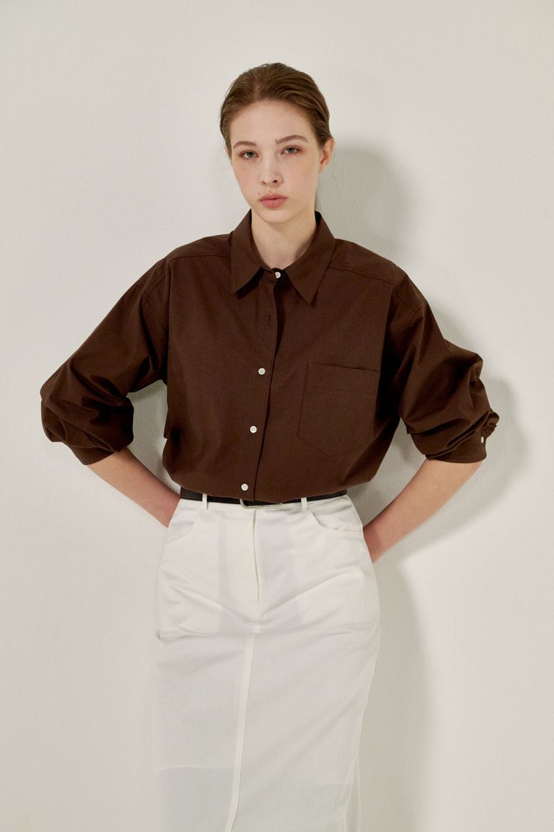 PLAT DU JOUR(プラドゥジュール)の「Standard shirts (Brown)(Tops)」