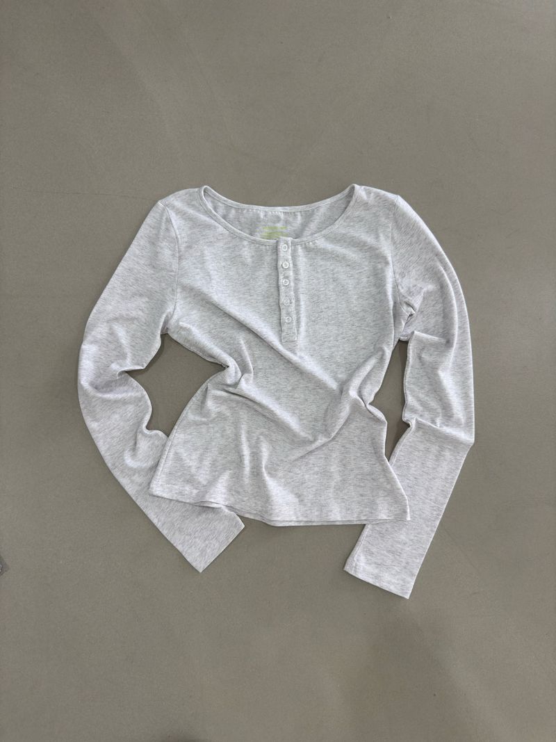 ブリーズ コットンモダール ヘンリーネック Tシャツ(Bio-Washing) -ライトミランジェ