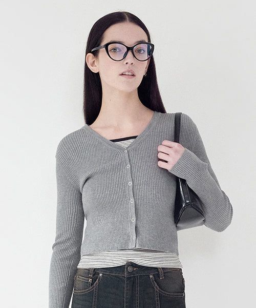 KIRSH（キルシー）の「KIRSH PLAIN V NECK SLIM CARDIGAN [MELANGE GRAY]（Tops）」