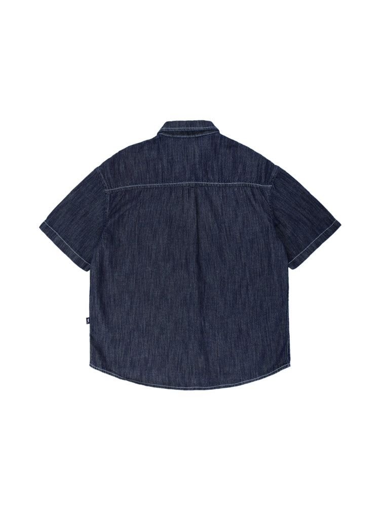M205 LINEN OVER DENIM SHIRT_DEEP BLUE