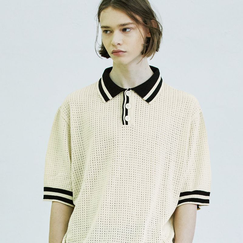 S SY(エスエスワイ)の「color stripe pique knit t-shirt cream(Tops)」