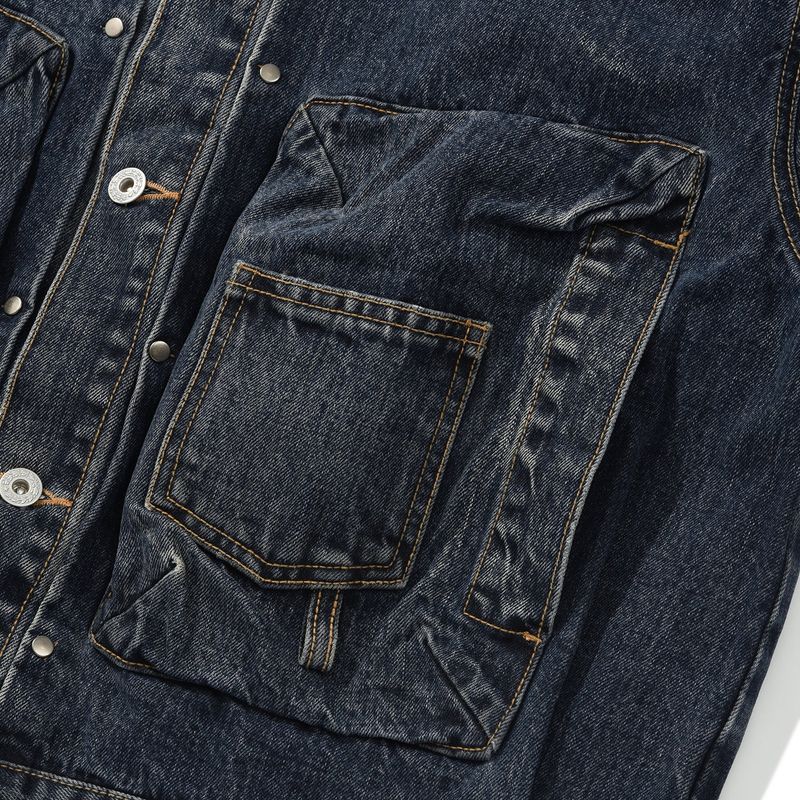 Bleach dyeing trucker jacket / Vintage indigo