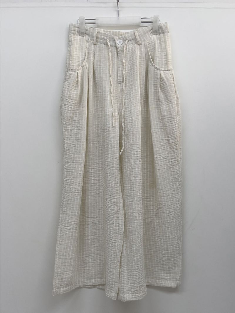 Rose String Stripe Wide Pants