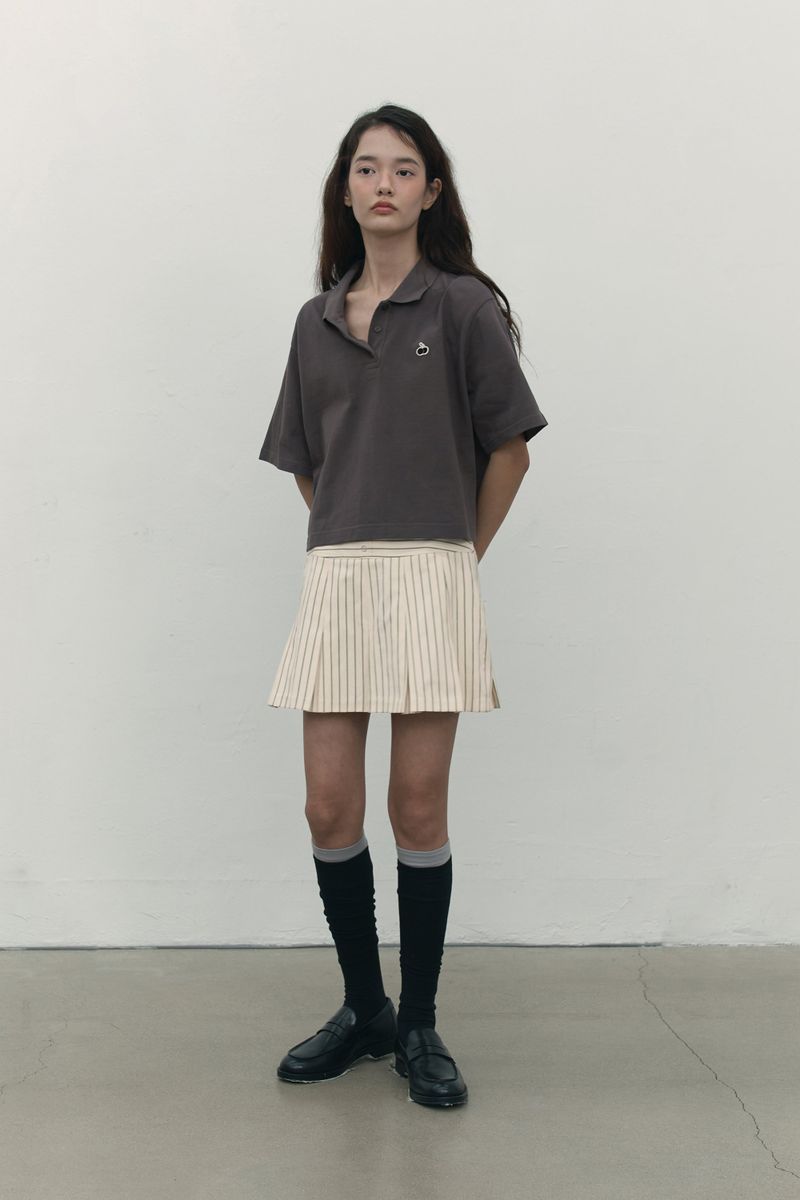 MONO CHERRY CROP PIQUE [CHARCOAL]