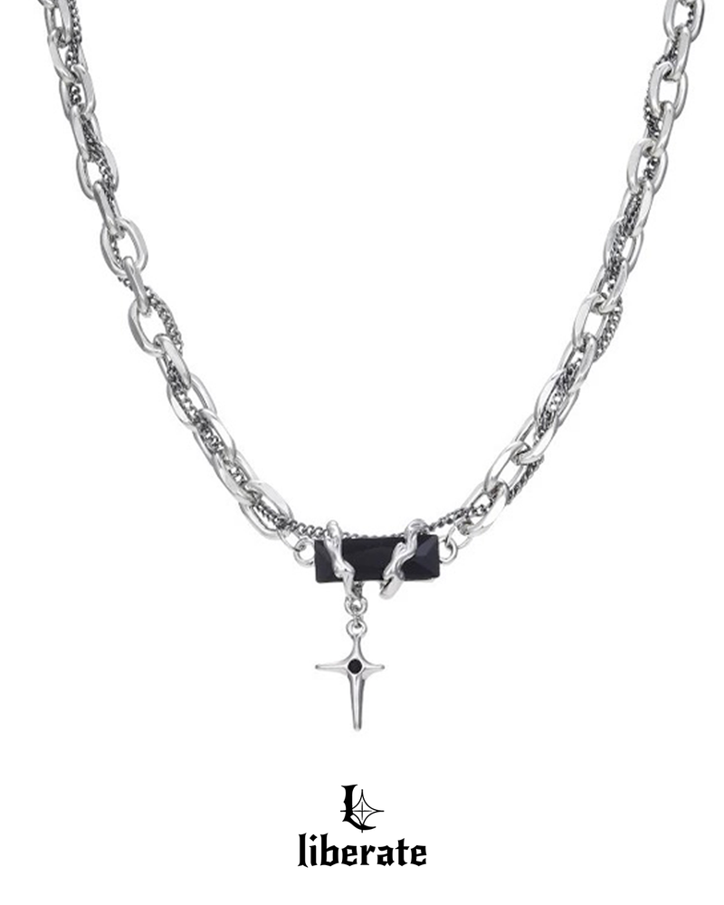  Onyx Cross Chain Necklace - Aespa Winter , Stray Kids Felix, KANG DANIEL Pick