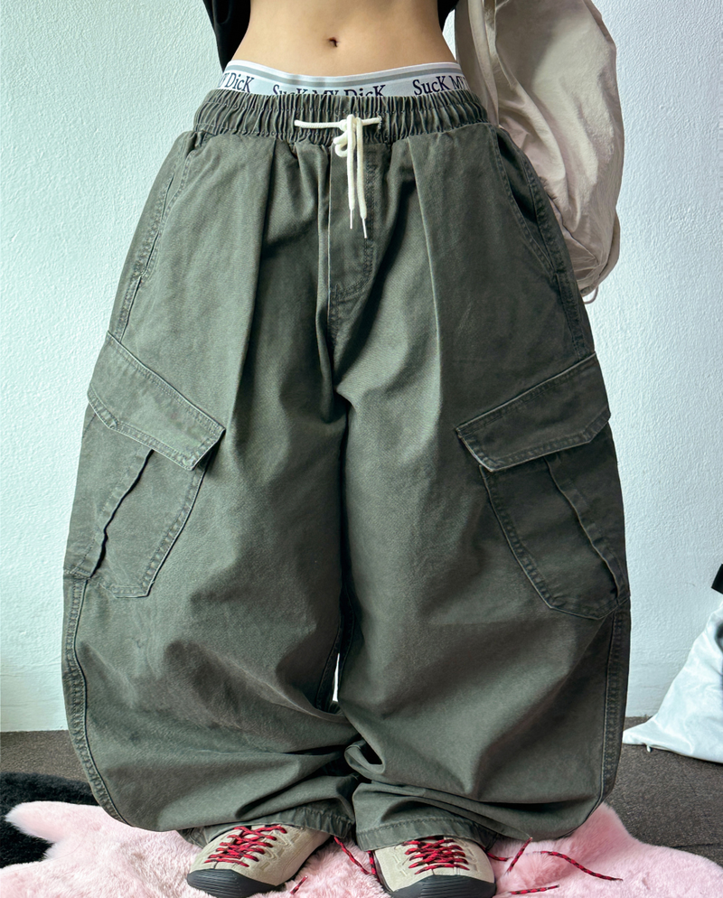 CCORTTI（コルッティ）の「プレートピグメントカーゴバルーンワイドロングパンツ💛💚🖤 - 3 カラーズ（パンツ）」