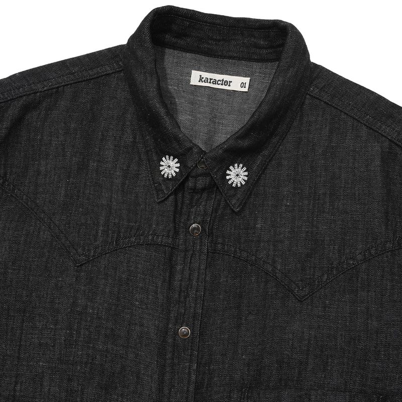 Western linen denim shirts / Black