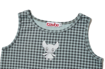 CAT MONSTER CHECK SLEEVELESS
