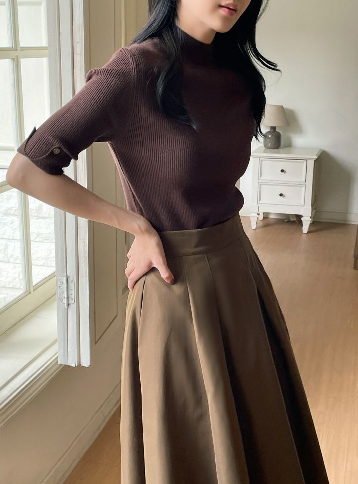 Shani Half-Neck Rolled-Up Sleeve Knit
