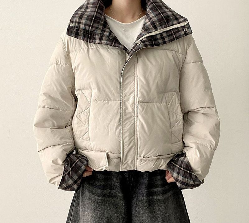 Pomi checkered lining padded jumper