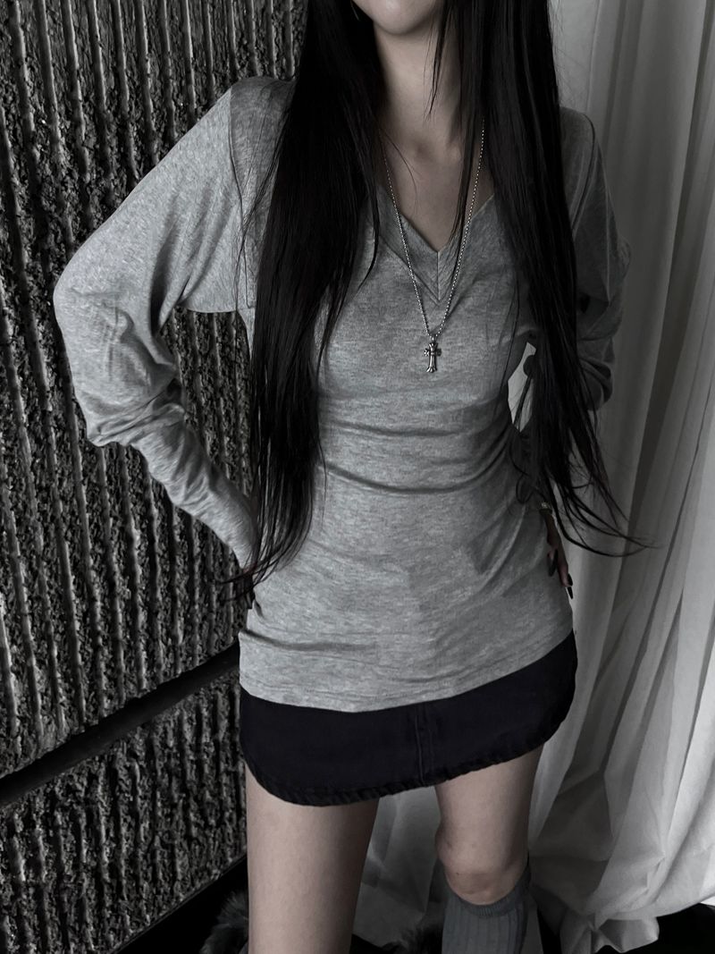 glam slim V-neck warmer T (3color)